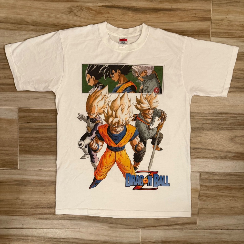 Dragon Ball Z Double Sided Graphic T-Shirt Goku Vegeta Frieza White Men Size L